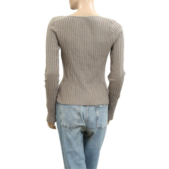 Free People Tilly Long-Sleeve Cardi Blouse Top Knit Ribbed Buttondown XS 280710 - Picture 6 of 7